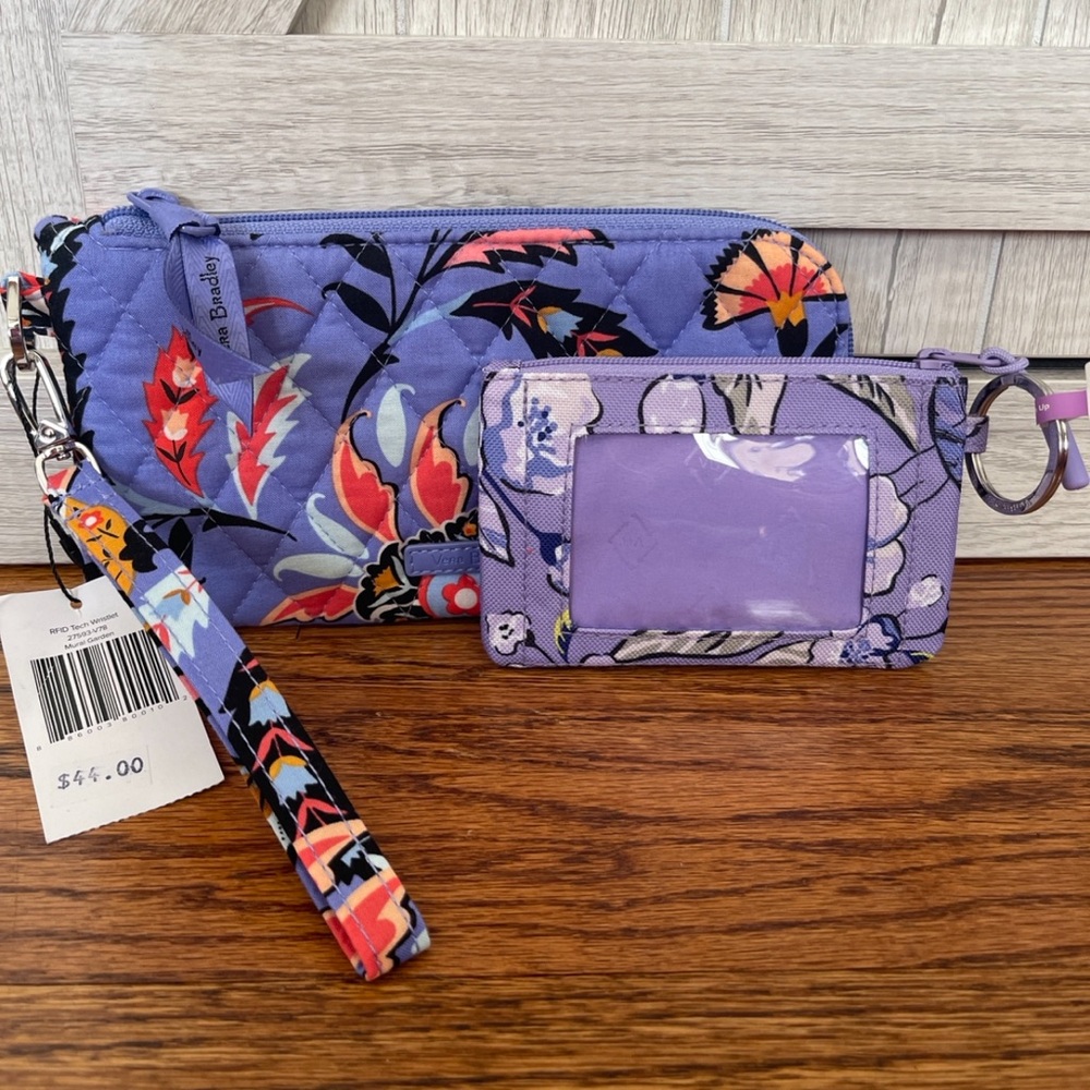 Vera Bradley Purple Floral Clutch and Wristlet Set